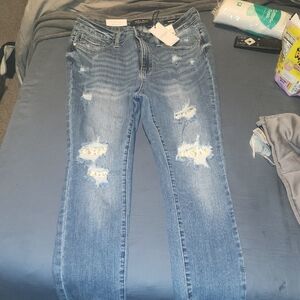 Women's Distressed Blue Jeans